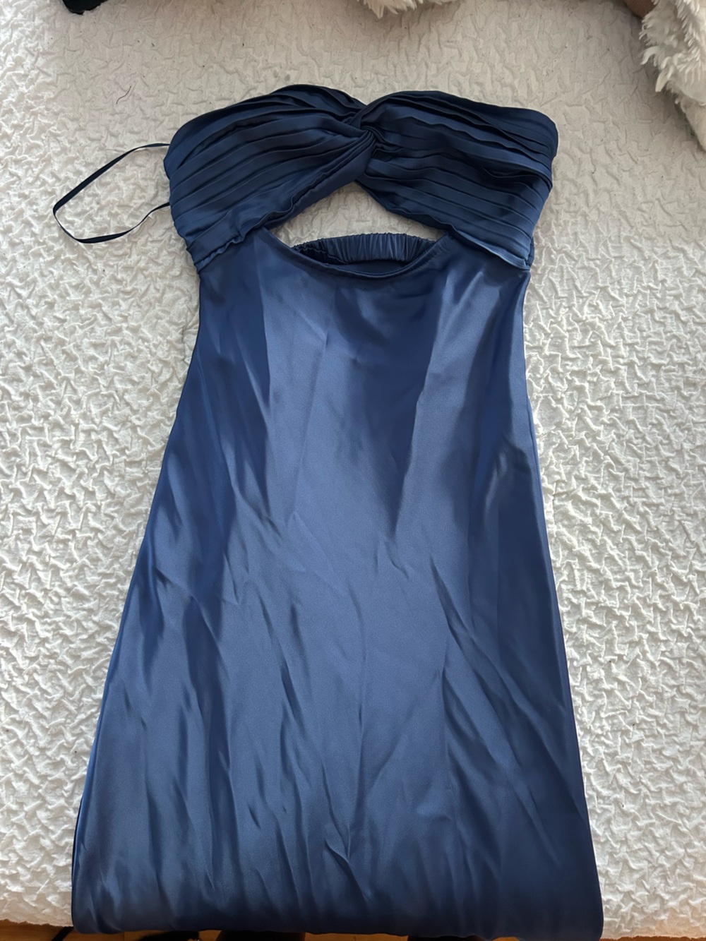 Princess Polly Satin Slip Dress in Slate Blue